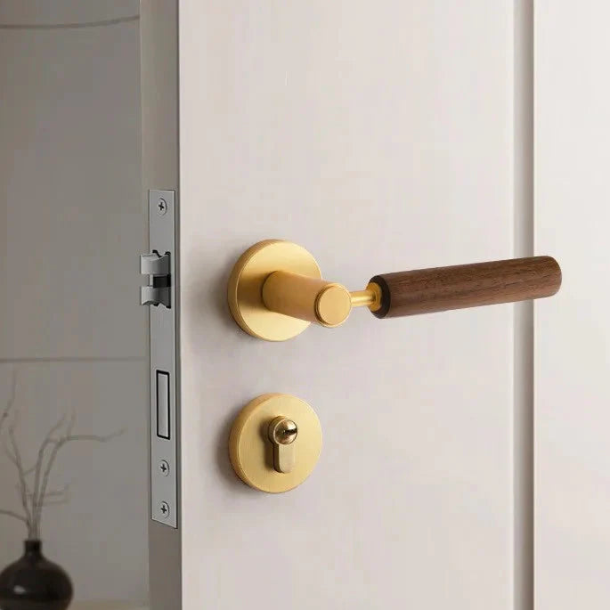 Poignée de Porte Intérieure en Noyer et Zinc, Serrure Standard ou Magnétique, vue 9