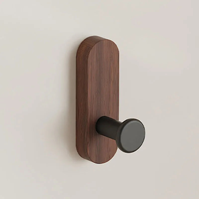 Patère Murale Adhésive en Bois de Noyer ou Bois Clair, Tête Ronde, 80 mm, vue 12