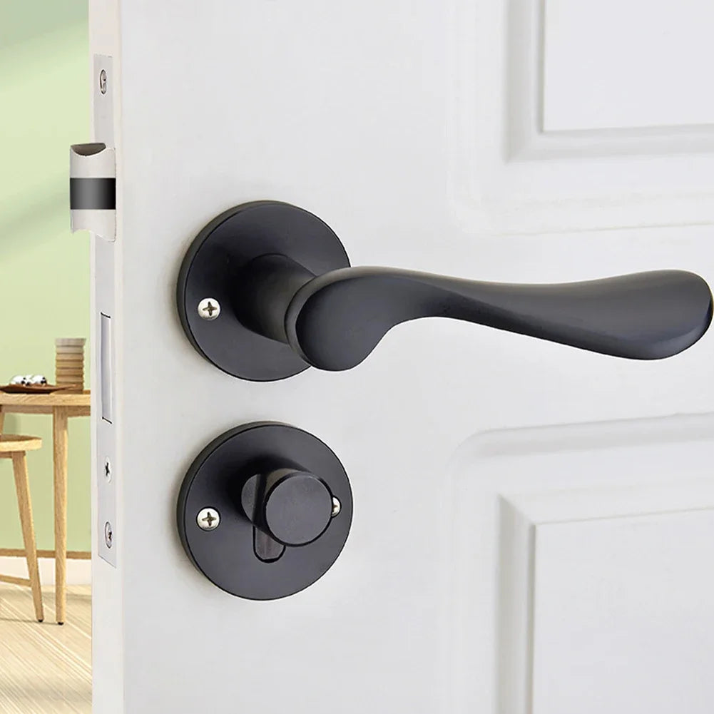 Poignée de Porte Noire avec Serrure – Design Moderne sur Rosace