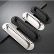 Poignée de Tirage Inox sur Plaque, Argent Brossé ou Noir, Porte Coulissante