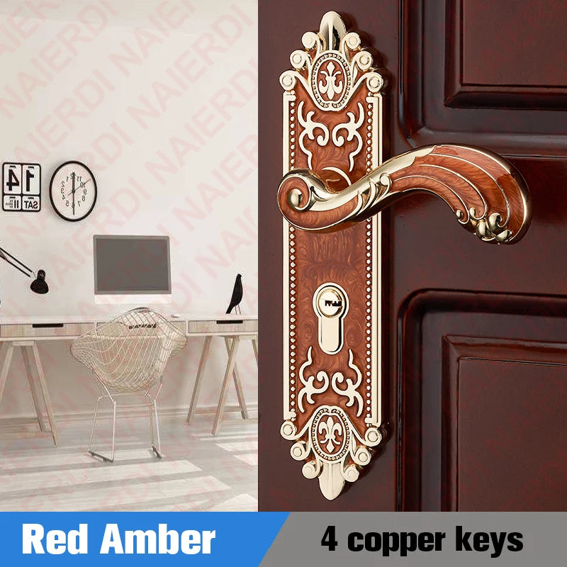Poignée de Porte Baroque sur Plaque avec Serrure à Clé, 4 Finitions, vue 10
