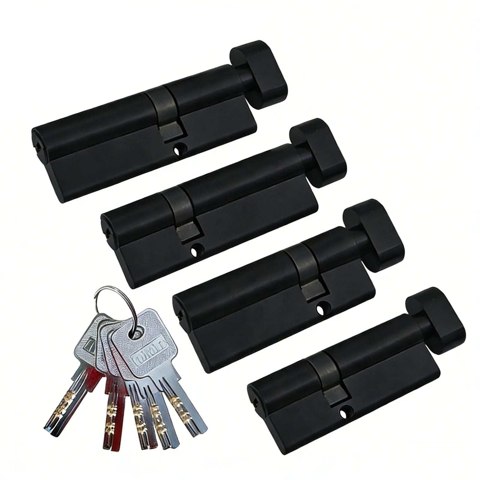 Cylindre de Porte Noir en Laiton à Bouton, 51 à 100 mm