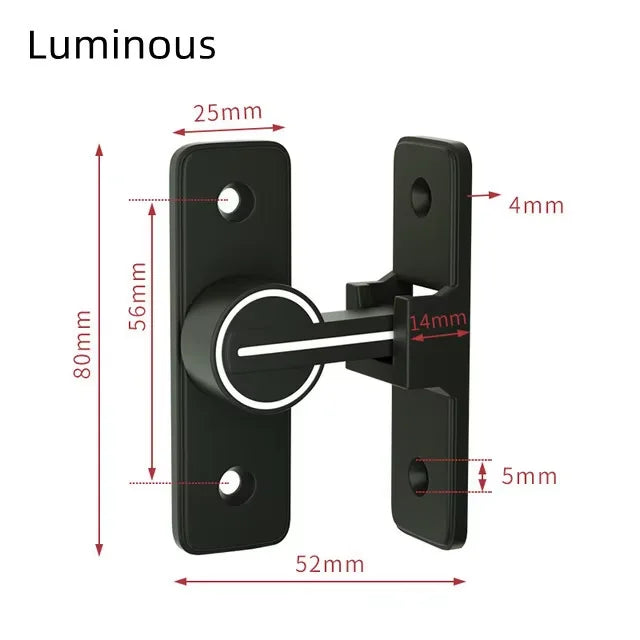 Verrou de Porte à Rotation 90° en Zamak Noir Mat, Luminescent, 80 mm, vue 7