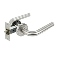 Poignée de Porte Intérieure Inox, Béquille Coudée Ronde sur Rosace
