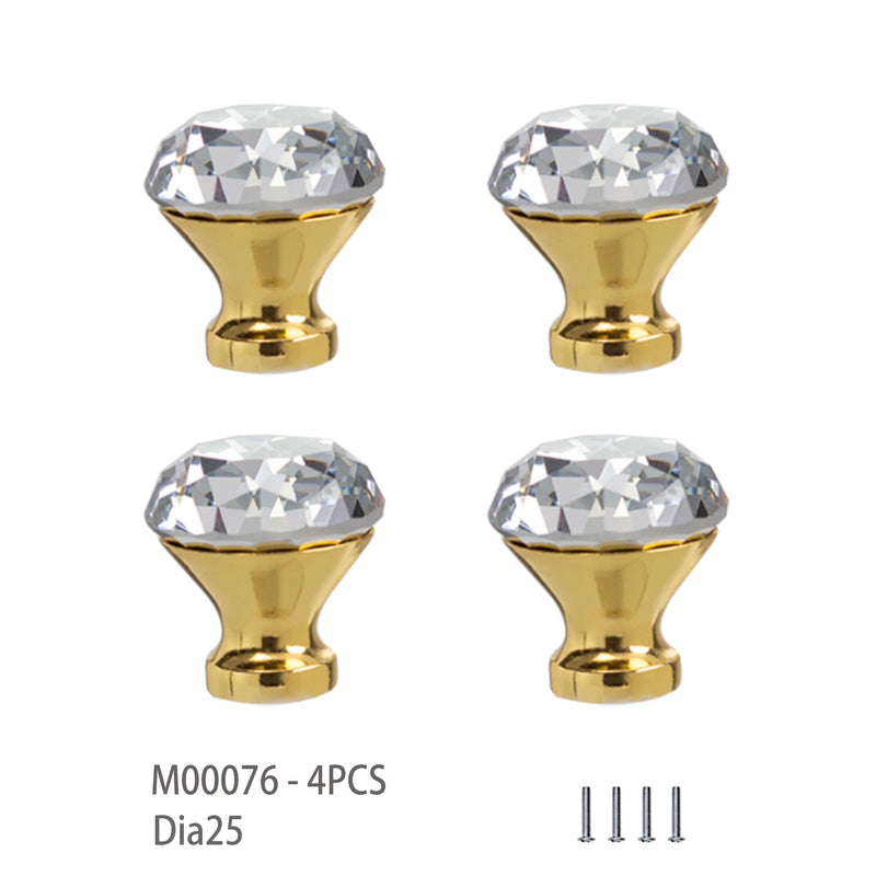 Bouton de Meuble en Cristal Taillé, Chromé ou Doré, Lot de 4, vue 10