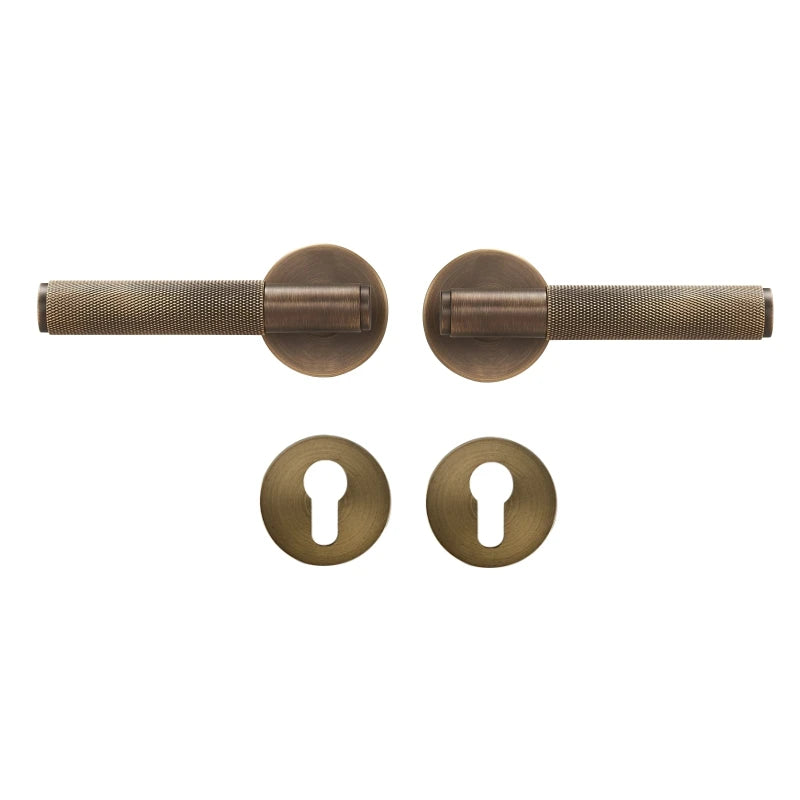 Poignée de Porte Laiton Moletée, 4 Finitions, Clé, Condamnation ou Passage, vue 22