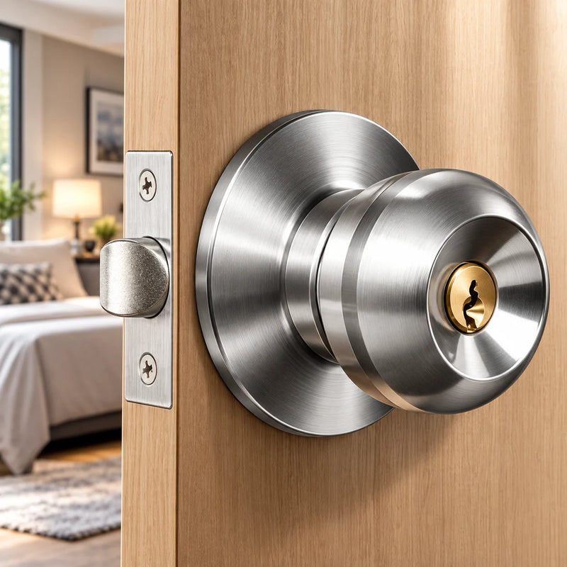 Bouton de Porte Rond à Clé en Aluminium avec Condamnation