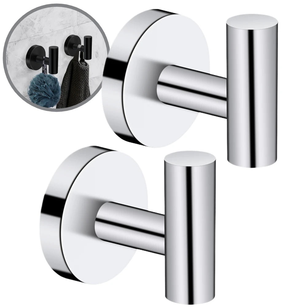 Patère de Salle de Bain Ronde en Inox 304, Lot de 2, 5 Finitions