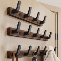 Porte-Manteau Mural en Bois, 4 à 6 Crochets Noirs ou Blancs, Pose avec ou sans Perçage