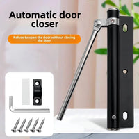 Ferme-Porte Automatique Discret à Bras, Noir Mat ou Argent Brossé, 150 mm