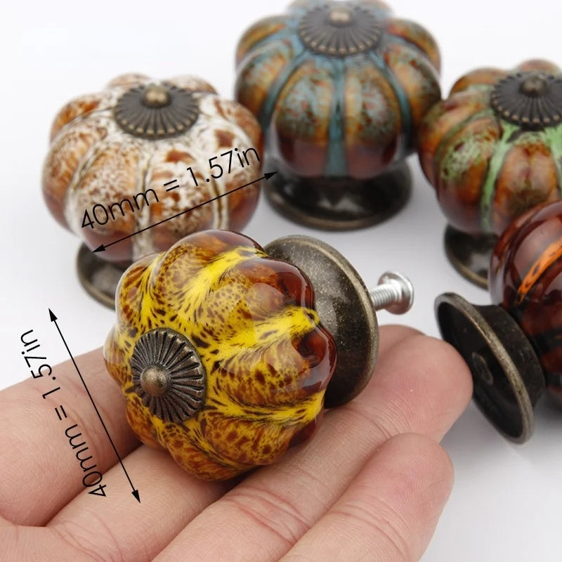 Bouton de Meuble en Céramique Forme Citrouille, Effet Léopard, 40 mm, vue 2