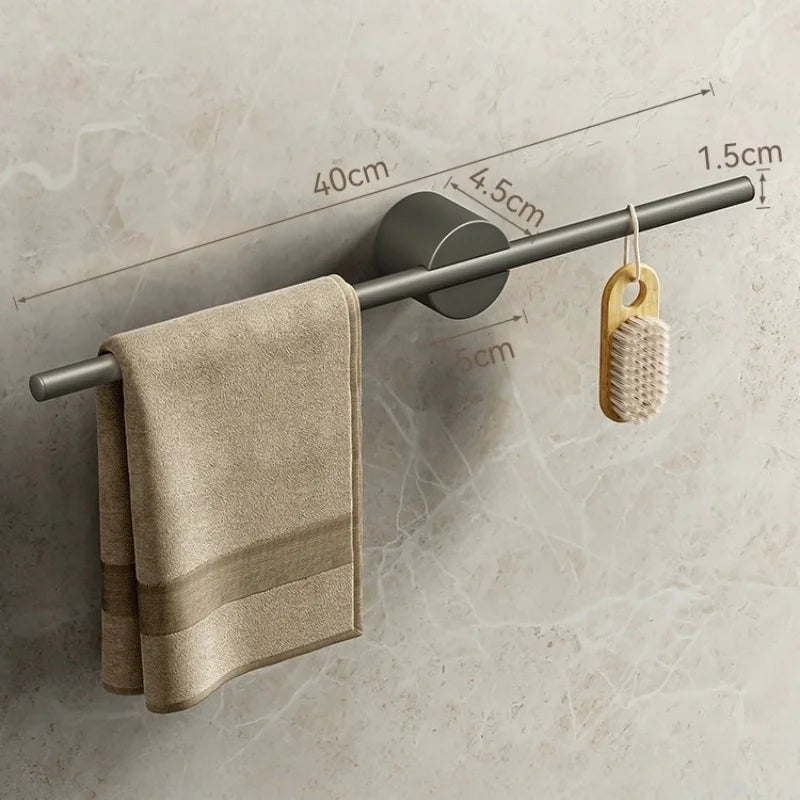 Porte-Serviettes Mural Barre Fine en Aluminium sur Support Rond, 30, 40 ou 50 cm, vue 7
