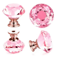 Bouton de Meuble Diamant en Cristal Rose 30 mm, Lot de 5 ou 10, vue 3