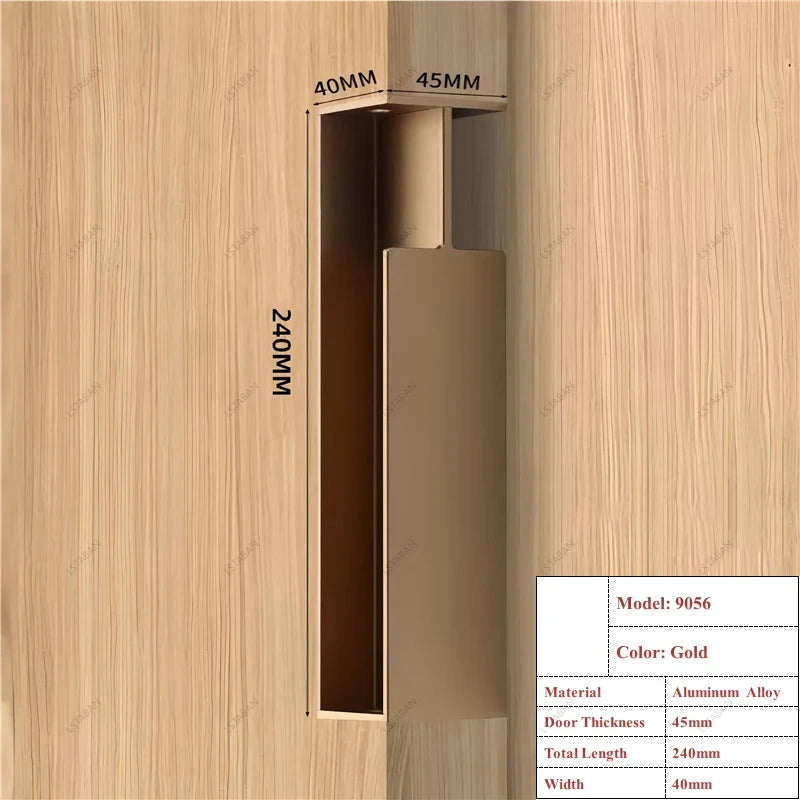 Poignée Cuvette Encastrée pour Porte Coulissante, Aluminium Noir, Blanc, Gris ou Doré, vue 17