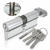 Cylindre de Porte à Bouton en Aluminium Argenté, avec 3 Clés, vue 2