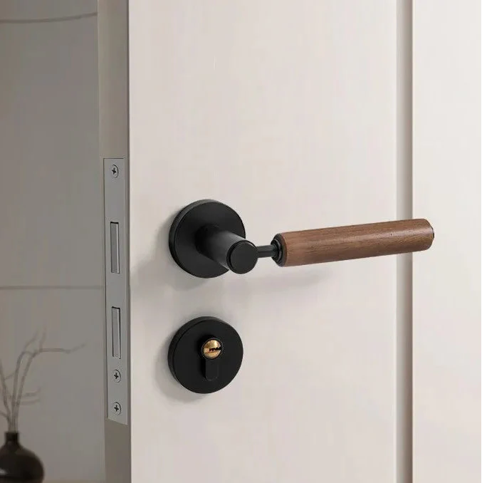 Poignée de Porte Intérieure en Noyer et Zinc, Serrure Standard ou Magnétique, vue 11