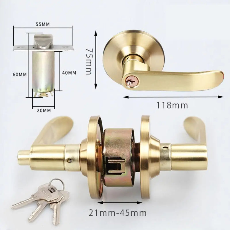 Poignée de Porte de Chambre à Bouton, Chrome ou Or Satiné, vue 5