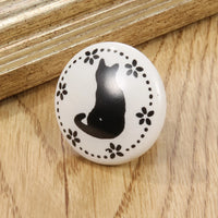 Bouton de Meuble en Porcelaine Blanche à Motifs Noirs, Diamètre 40 mm, vue 7
