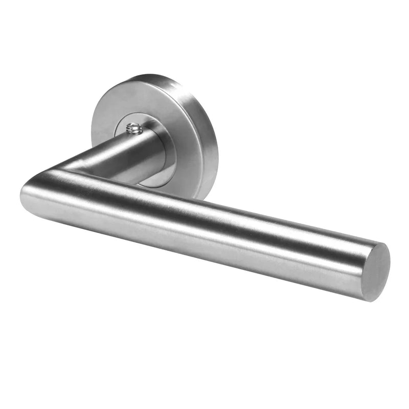 Poignée de Porte Intérieure Inox Brossé, Béquille en L, Rosaces de Clé