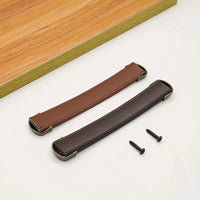 Poignée de Meuble en Cuir Cousu et Zamak Bronze, Noir, Marron ou Cognac, vue 6