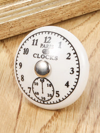 Bouton de Meuble en Porcelaine Blanche à Motifs Noirs, Diamètre 40 mm, vue 2