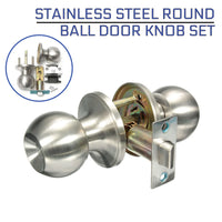 Bouton de Porte Boule Inox Brossé, Passage, Pêne Réglable 60 ou 70 mm, vue 2