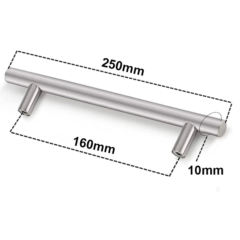 Poignée de Cuisine Barre en T Inox Noire ou Argent, 64 à 320 mm, vue 8