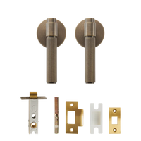 Poignée de porte bronze rainurée – passage vintage, laiton massif