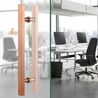 Barre de Tirage Carrée Inox Bronze Cuivré, 500 mm pour Porte Vitrée