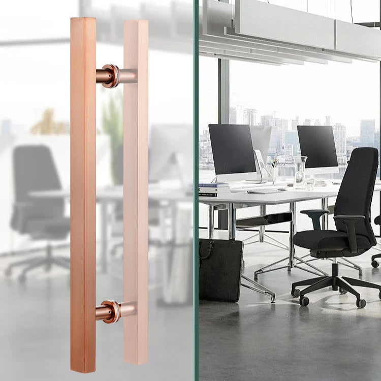 Barre de Tirage Carrée Inox Bronze Cuivré, 500 mm pour Porte Vitrée