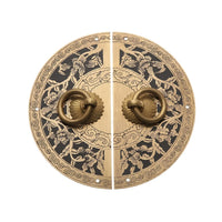 Poignée de Meuble Ronde en Laiton Ancien à Anneau, Paire de Demi-Plaques, vue 6