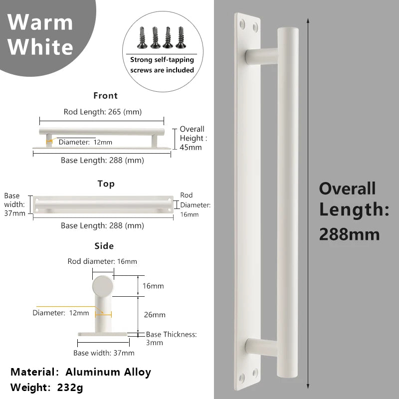 Poignée de Porte de Garage Aluminium sur Platine, Noire ou Blanche, 224 à 384 mm, vue 12