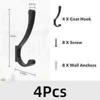 Patère Murale en Aluminium Noir, Crochet Double Arrondi, Lot de 4 ou 8, 142 mm, vue 8