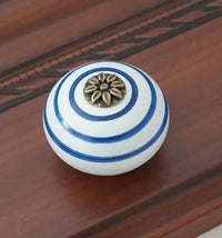 Bouton de Meuble Rond en Céramique Peinte, Motif Rayonnant, Six Couleurs, vue 10