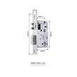 Serrure Encastrable Courte Axe 50 mm, Entraxe 50 mm, Façade 160 x 22 mm