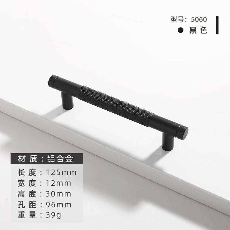 Poignée de Meuble Moletée en Aluminium, Doré, Noir ou Bicolore, Entraxe 76 à 256 mm, vue 31