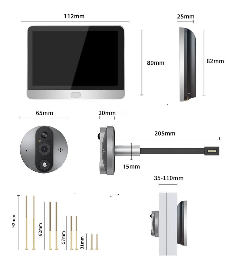 Judas numérique Wi-Fi avec écran 4.3" – Caméra HD, PIR, Tuya & Alexa
