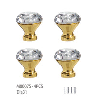 Bouton de Meuble en Cristal Taillé, Chromé ou Doré, Lot de 4, vue 9