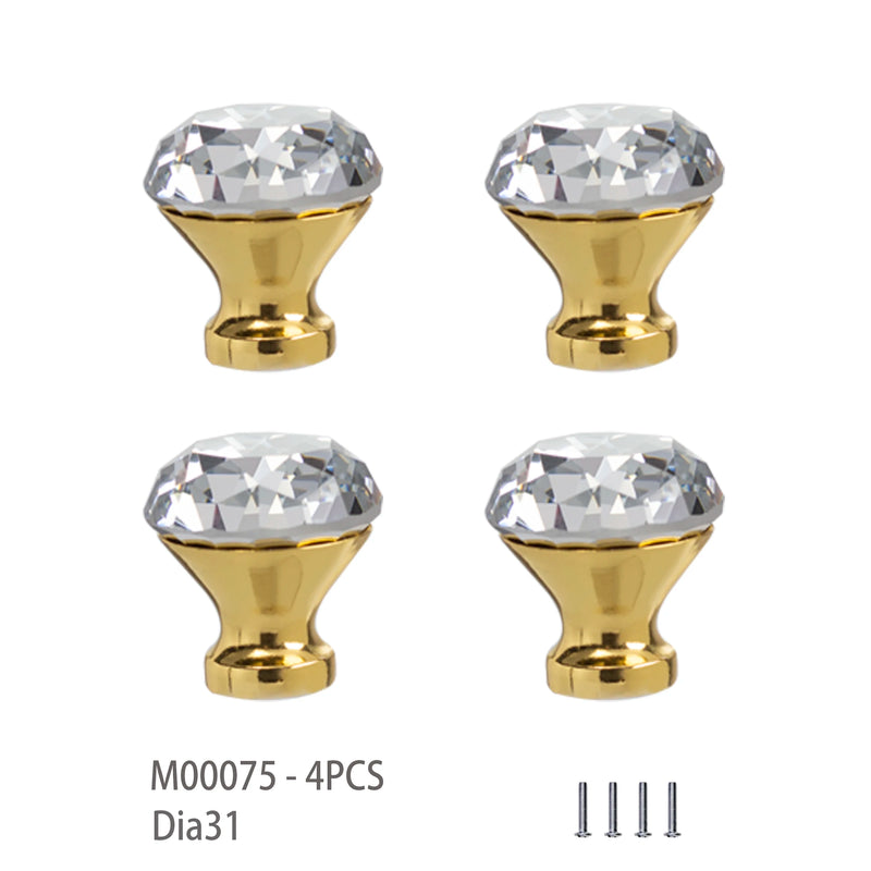 Bouton de Meuble en Cristal Taillé, Chromé ou Doré, Lot de 4, vue 9