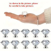 Bouton de Meuble Diamant Transparent, Base Chromée, Lot de 10 ou 20, vue 4