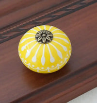 Bouton de Meuble Rond en Céramique Peinte, Motif Rayonnant, Six Couleurs, vue 7