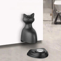 Butée de Porte Magnétique Chat Noir, Pose au Sol Sans Perçage, Adhésif Inclus, vue 2
