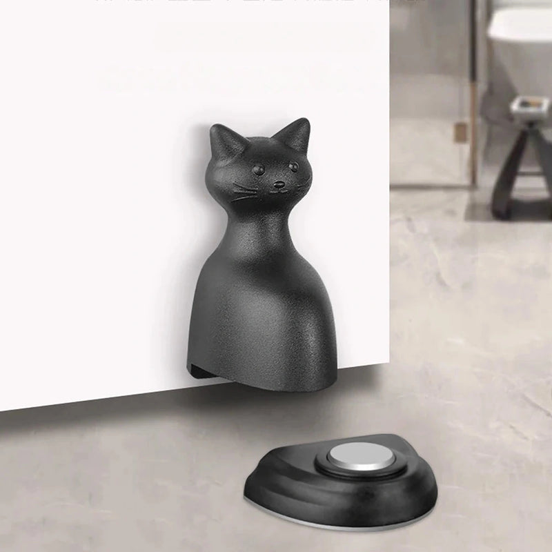 Butée de Porte Magnétique Chat Noir, Pose au Sol Sans Perçage, Adhésif Inclus, vue 2