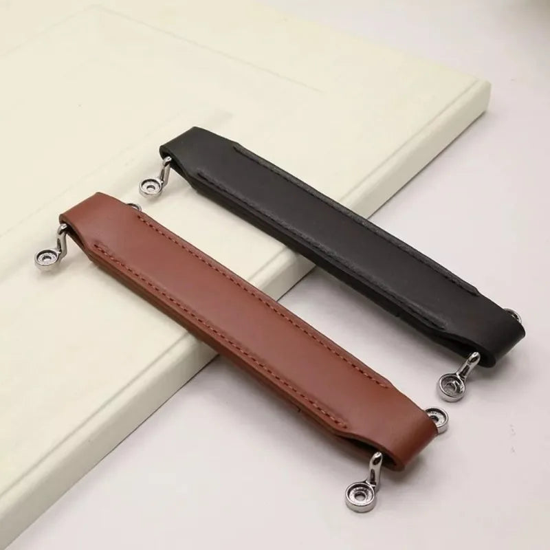 Poignée de Meuble en Simili Cuir, Marron ou Noir, Longueur 192 mm