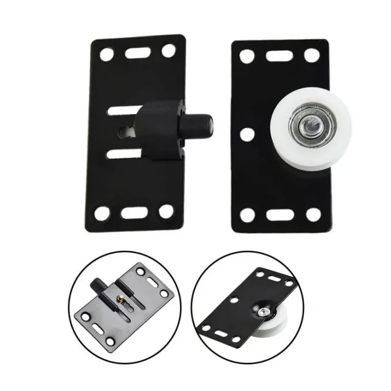 Galets de Placard Coulissant Noirs, 2 Jeux de Roulettes sur Platine, vue 3