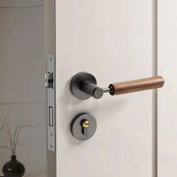 Poignée de Porte Intérieure en Noyer et Zinc, Serrure Standard ou Magnétique, vue 8