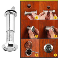 Judas de Porte Chromé Grand Angle 220°, Perçage 14 mm, Porte 35-55 mm, vue 4