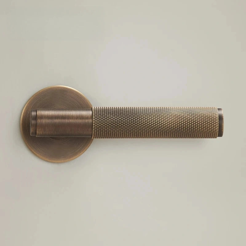 Poignée de Porte Laiton Moletée, 4 Finitions, Clé, Condamnation ou Passage, vue 4