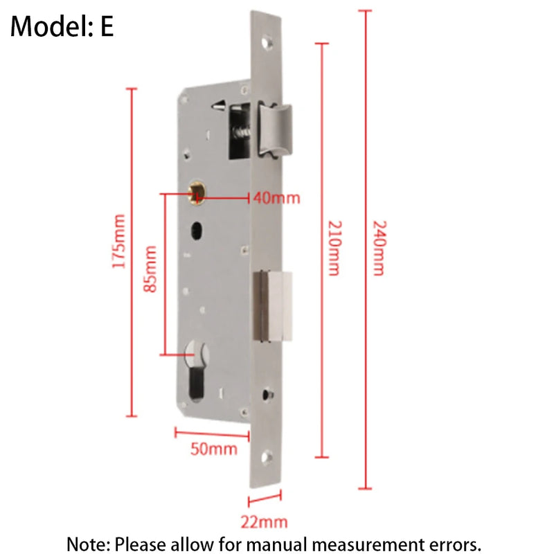 Serrure Encastrable Étroite Inox, Entraxe 85 ou 92 mm, Axe 20 à 40 mm, 22 x 240 mm, vue 13