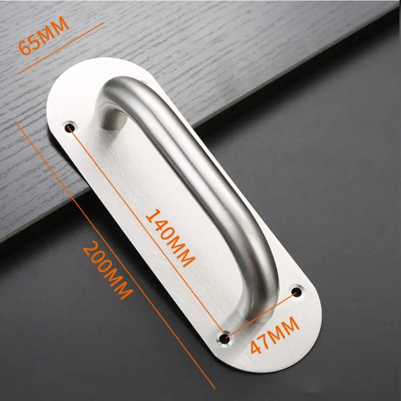 Poignée de Tirage Inox sur Plaque, Argent Brossé ou Noir, Porte Coulissante, vue 8